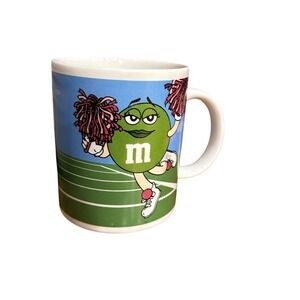 M&M's Collectible‎ Galerie Coffee Mug Blue #1 Fan Green Cheerleader 2003 Vintage